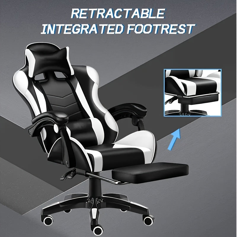 Ergonomic High-Back Office Gaming Chair with Lumbar Support & Footrest - Adjustable Linkage Armrests, Foam Cushion, Heavy-Duty Metal Frame Computer Desk Chair Suitable for Office & Gaming Chairs